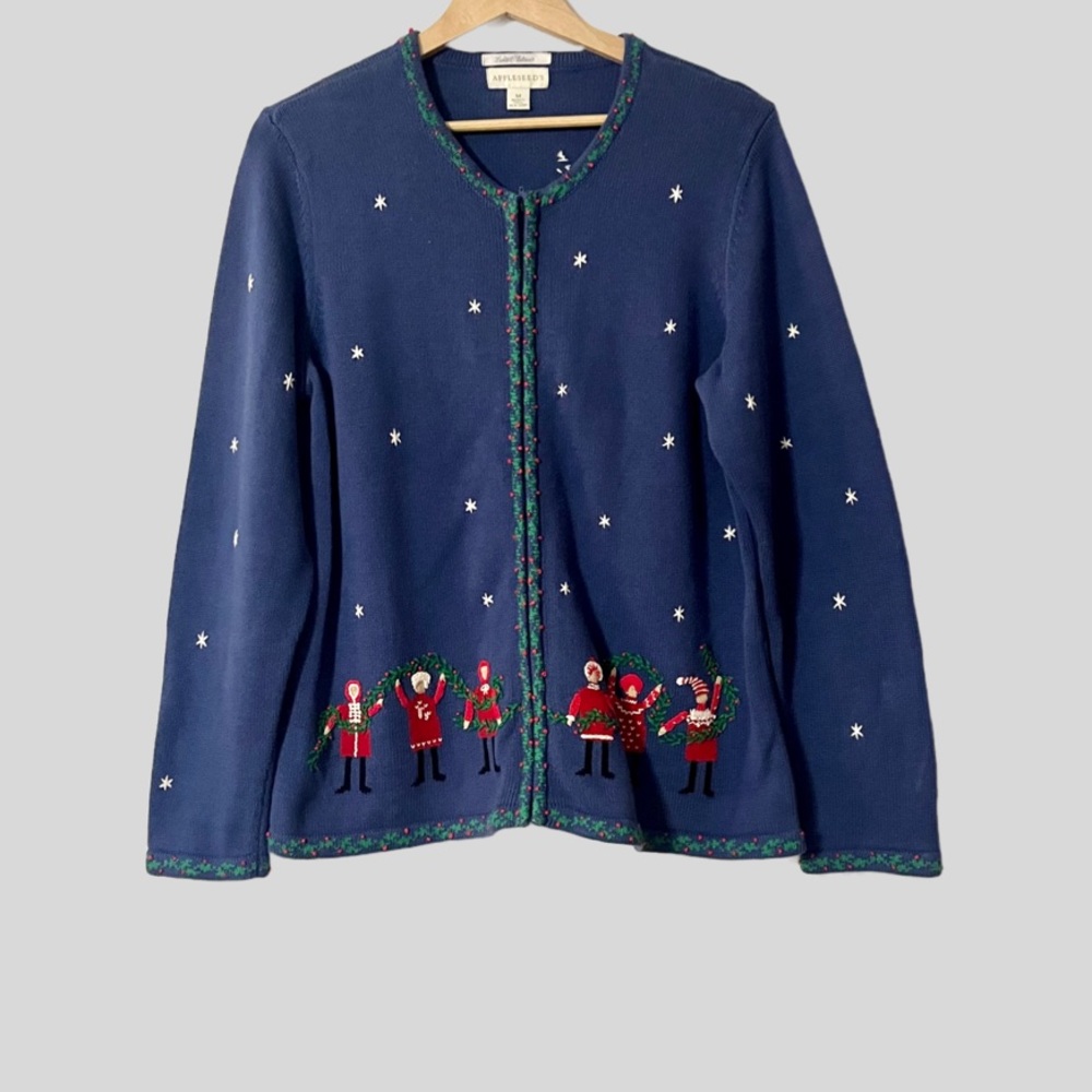 Appleseeds Limited Edition Knitted Christmas Cardigan Sweater Women’s Sz M